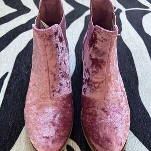 Pink Crushed Velvet Ankle Booties